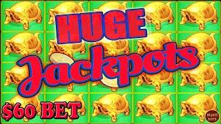 WIFE'S GONE CRAZY, BETS $60 AND LANDS A HUGE JACKPOT HIGH LIMIT SLOTS