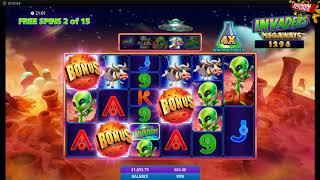 Invaders Megaways - 6 Scatters Free Spins BIG WIN!