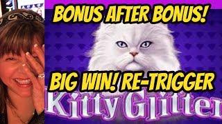 WOW! 4 BONUSES ON KITTY GLITTER WITHIN 15 MINUTES & A RE-TRIGGER!