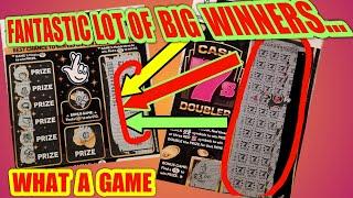CRACKING SCRATCHCARDS."AMAZING WINS".NEW BLACK"N"GOLD BIG WIN..& ".NEAR FULL CARD OF 7s
