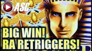 •BIG WIN! RA RETRIGGERS!• IT'S AN OBELISK! BALLY & WMS Games Revisited! Slot Machine Bonus