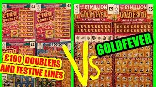SCRATCHCARDS..."GOLDFEVER"  Vs " £100 DOUBLER & FESTIVE LINES....GAME ON