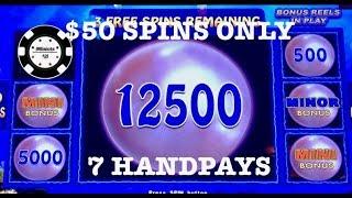 $50 SPINS ONLY (7) HANDPAYS •️LIGHTNING CASH MAGIC PEARL HIGH LIMIT •️LINK MOHEGAN SUN SLOT MACHINES