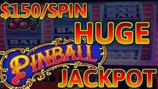 Pinball $150 Bonus Round & Double Top Dollar 3 Reel Slot Machine HIGH LIMIT (2) HANDPAY JACKPOTS