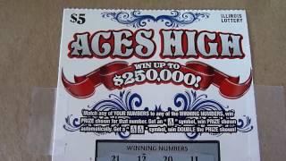 New $5 Illinois Instant Lottery Scratch off ticket - Aces High