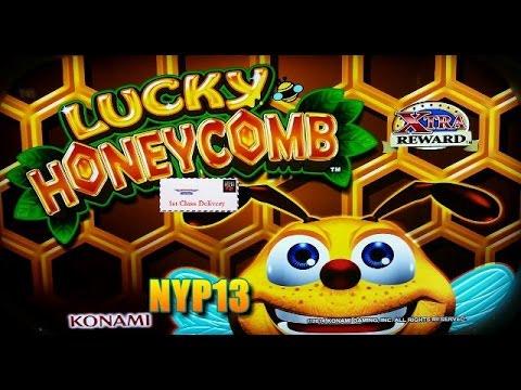 Konami - Lucky Honeycomb MAX BET Slot Bonus & Line Hit Wins