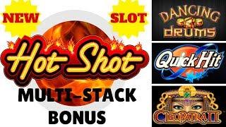 New•️Slot Machine Hot Shot Multi-Stack Bonus! Quick Hits | Dancing Drums | Cleopatra 2