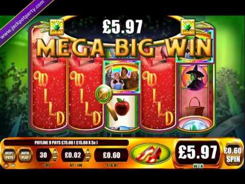 £410.00 MEGA BIG WIN (683X STAKE) WIZARD OF OZ RUBY SLIPPERS™ BIG WIN SLOTS AT JACKPOT PARTY