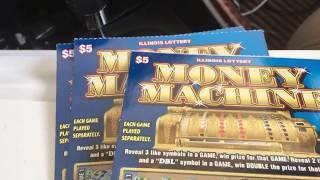 Scratching THREE $5 Money Machine Lottery Tickets