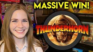 Massive Win!! First Time Playing Thunderhorn Slot Machine! 4 Scatter BONUS!