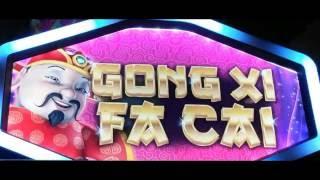 HUGE FRIGGIN WIN ON GONG XI FA CAI SLOT MACHINE!  ALMOST HANDPAY ON $2.25 BET!