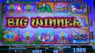 Bee Lucky Slot Machine Bonus - 5 Free Games with Locked WILDS - Nice Win