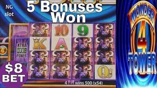 Buffalo Slot Machine  Bonuses Won & Buffalo's HUGE Line Hit ! MAX BET Live Slot Play ! WONDER TOWER