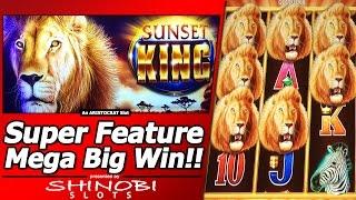 Sunset King Slot - Super Feature Mega Big Win, Live Play and 2 Free Spins Bonuses