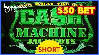 $50 MAX BET WHEEL SPIN! Cash Machine Jackpots Slot! #Shorts