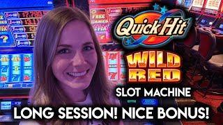 Quick Hit Wild Red Slot Machine! Locking Wilds BONUS!!