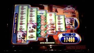 Wild Shootout slot machine bonus win at Sands Casino