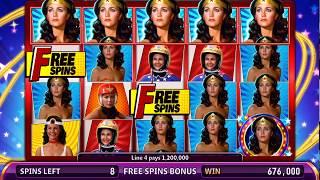 WONDER WOMAN Video Slot Casino Game with an AMAZING WOMAN FREE SPIN BONUS