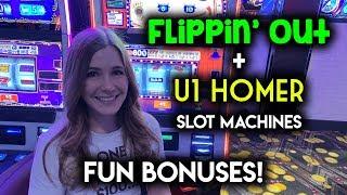 U1 Homer + Flippin Out Slot Machines! Awesome Free Spins BONUS!