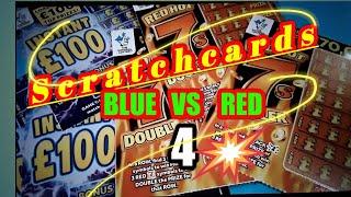 •#4 Scratchcard Thursday•BLUE Instant £100s•Vs •REDHOT 7s DOUBLER.•..with Bonus Bingo Doubler card•