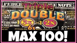 TRIPLE DOUBLE 3x 2x DOLLAR SLOT MACHINE • 100 SPINS @ MAX BET •  WHAT'S MY PAYBACK %