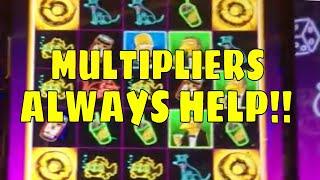 MULTIPLIERS ALWAYS MAKE FOR A BETTER BONUS ON SIMPSONS • CAN CAN • AND 6 MORE SLOT MACHINE WINS!