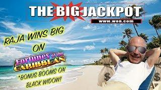 •️ RAJA WIN$ BIG on Fortunes of the Caribbean •️ BONUS BLACK WIDOW BOOM