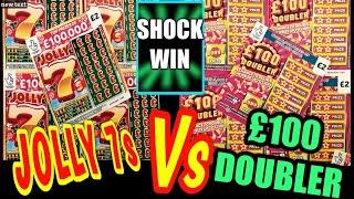 AMAZING GAME....THE .NEW" £100 DOUBLER "SCRATCHCARDS   Vs  " JOLLY 7s "SCRATCHCARDS..