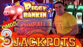 OMG 3 Handpay Jackpots In High Limit Room- Piggy Banking, Pinball & Triple Double Gold Slot Machines