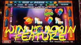 Jackpot Party Win it Again Feature max bet with Nice Win WMS Slot Machine