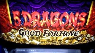 **BIG WIN** - 5 DRAGONS Good Fortune slot /Bonus/Jackpot feature
