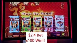 Lucky 88 Slot Machine • BIG WIN  •Bonus $2.4 Bet x100