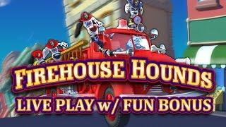Firehouse Hounds - cute game - max bet live play w/ nice bonus - Slot Machine Bonus