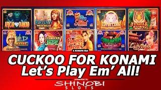 Cuckoo For Konami, Let's Play Em' All!  Going through all 10 games in a Konami Selexion slot machine