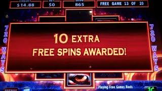 Sumatran Storm Slot Machine Bonus + Retrigger - 30 Free Games with Stacked Wilds - Nice Win