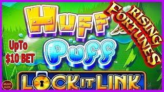 HUFF N PUFF LOCK IT LINK SLOT MACHINE | $650 SLOT PLAY | RISING FORTUNE | Up-To $10 BET