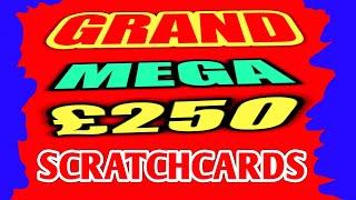 GRAND  MEGA  £250 SCRATCHCARD  GAME."SPINE £100"GOLD 7s"