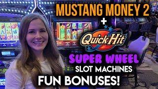 Quick Hit Superwheel BONUSES! $10/Spin BONUS on Mustang Money 2 Slot Machine!!