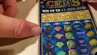 NEW GAME!  $1,000,000 GEMS.  MICHIGAN LOTTERY $10 SCRATCH OFF TICKET!
