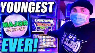 YOUNGEST PLAYER TO HIT A MAJOR JACKPOT ON YOUTUBE ! LEFT FOR MY LEFTY!