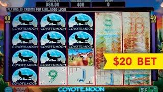 Coyote Moon Slot - $20 High Limit Bet - BIG WIN Live Play!