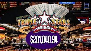 • • •$207,000 Thousand Dollar Bonus Win! Casino Video Slot Machine Jackpot Handpay Triple Stars • Si