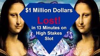 •$1 Million Dollars LOST Fast! High Casino Video Slot Triple Davinci Diamonds NO Jackpot Handpay • S