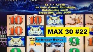•MAX 30 ( #22 ) •TIMBER WOLF Slot machine(Aristocrat)•$4.00 MAX BET