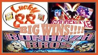 •BIG WINS• Rockin Lucky 88, Golden Ax & Bonanza Bros Slot Machine Bonuses ~ Aristocrats