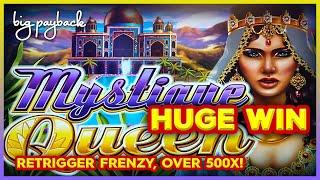 OVER 500X!! Retrigger Frenzy HUGE WIN! I Just Kept WINNING on Mystique Queen Slots!