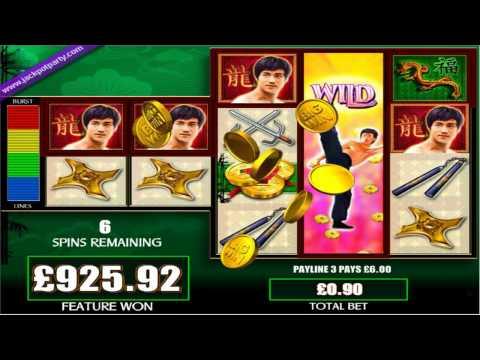 MEGA BIG WIN £1,423.77 (1582 X STAKE) ON BRUCE LEE™ SLOT GAME AT JACKPOT PARTY®