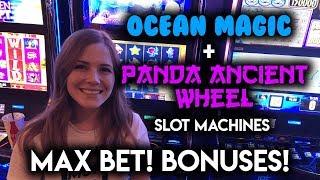First Try on Ocean Magic and Ancient Wheel Panda Slot Machines! MAX Bet BONUSES!