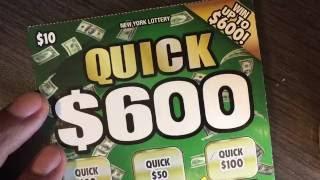 $10 Quick $600 New York Lottery Scratch off ticket