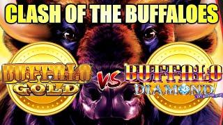CLASH OF THE BUFFALOES! BUFFALO GOLD (3-REEL) VS. BUFFALO DIAMOND Slot Machine Bonus (Aristocrat)